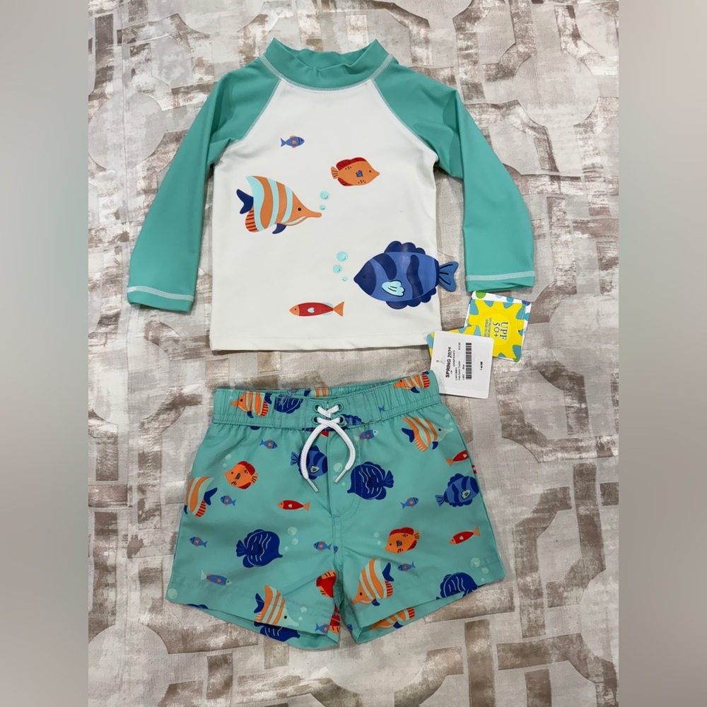 Little Me Swim Trunks with Matching Rashguards (3 different sets) 12M